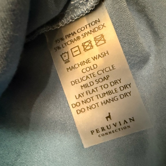 Peruvian Connection Layering Tee, Long Sleeve in Color Delphinium Size Medium - Picture 7 of 8